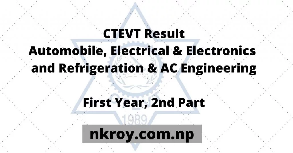CTEVT Result | Automobile, Electrical & Electronics and Refrigeration & AC Enginering